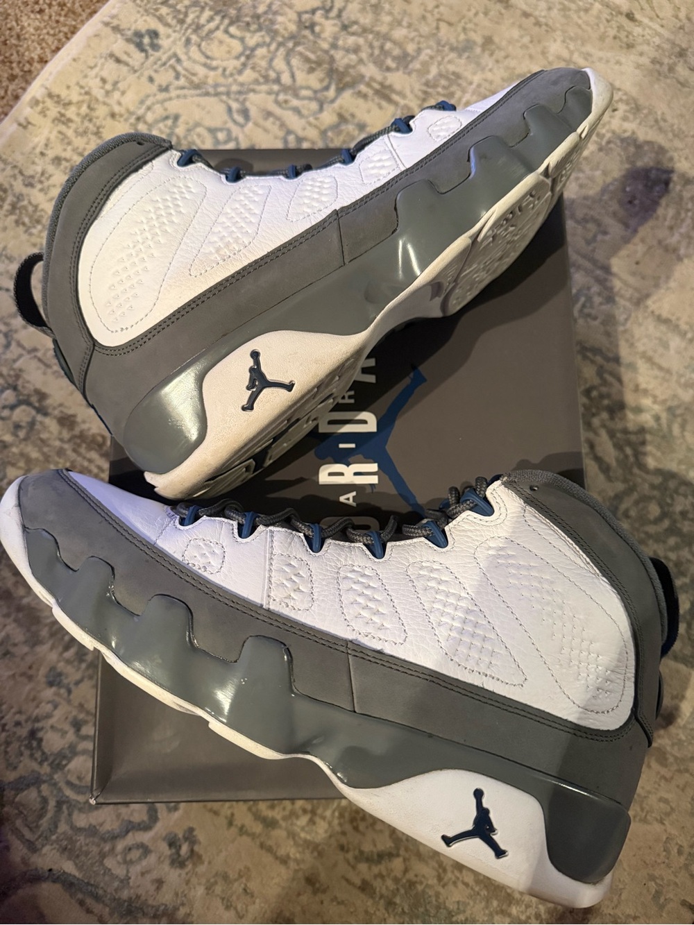 Jordan 9 Retro Flint Grey French Blue - Men’s Sneakers - White & Gray